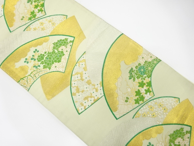 JAPANESE KIMONO / ANTIQUE FUKURO OBI / WOVEN KIKU & PEONY